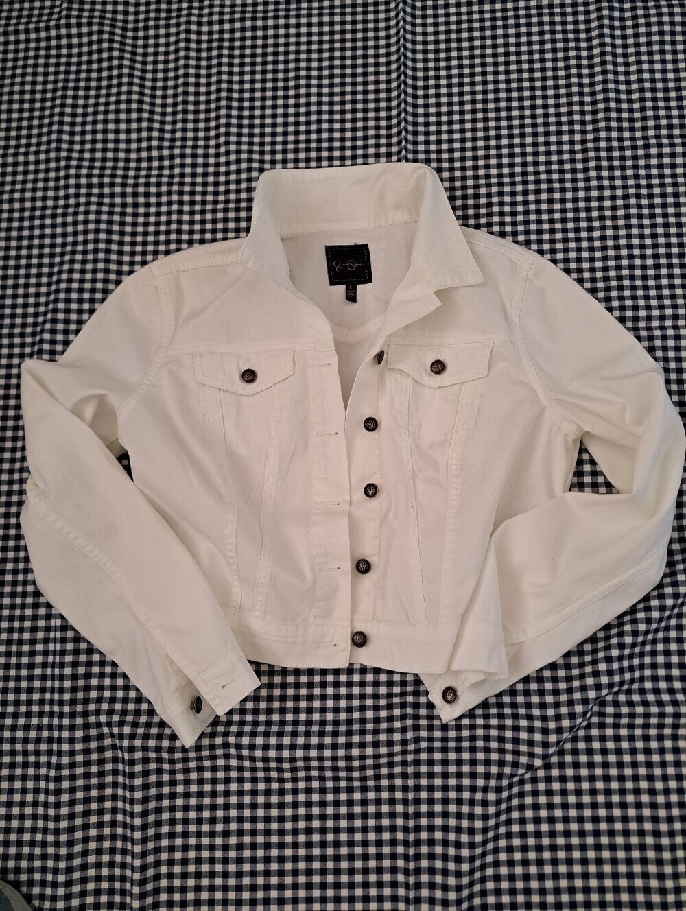 JESSICA SIMPSON White Denim Jacket - Women’s Casual Trucker Coat